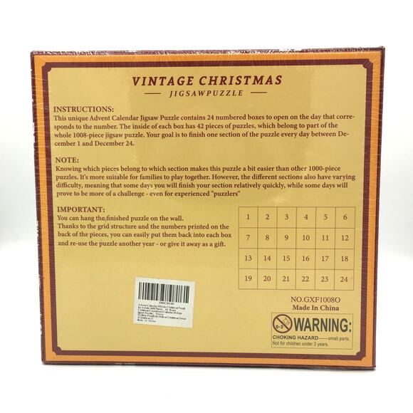 Vintage Christmas Jigsaw Puzzle Advent Calendar 1008 Pieces NEW - Picture 2 of 5